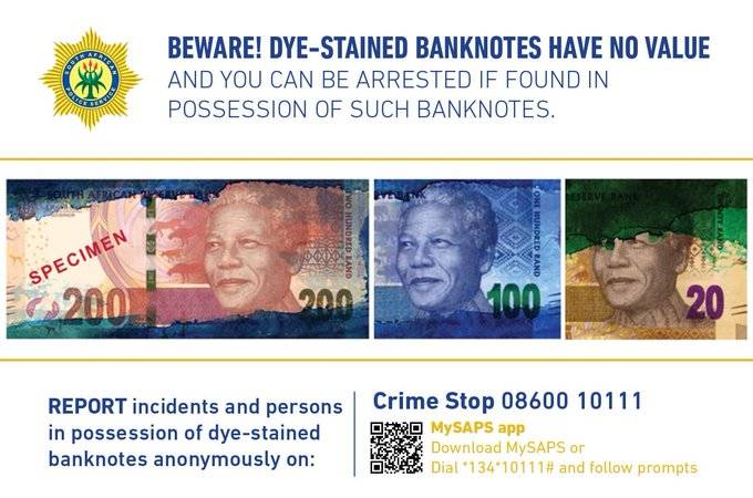 Public warned not to accept stained bank notes