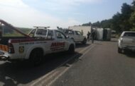 Two injured in a truck rollover crash on the R614, Tongaat