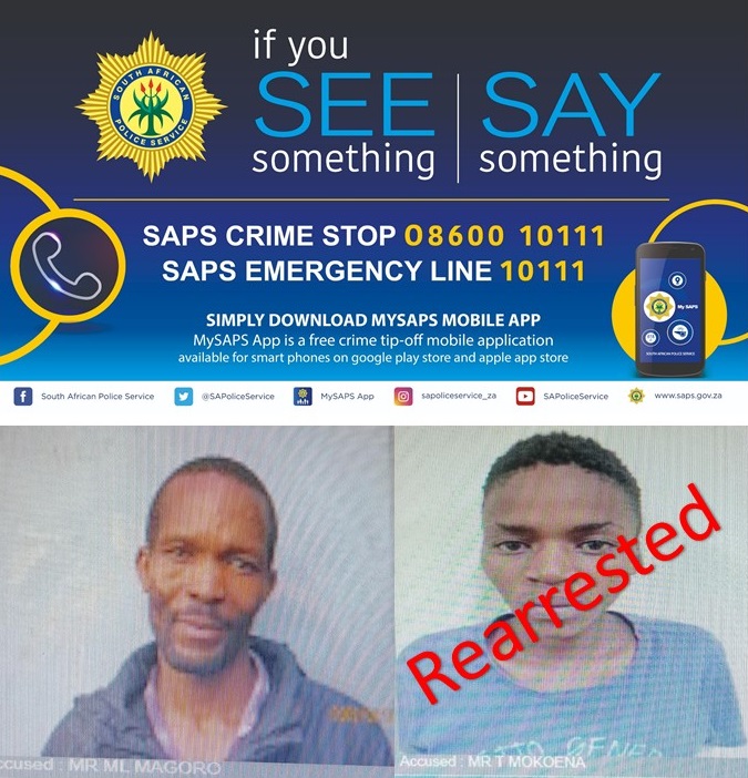 Two escapees are still being sought by police who escaped from Police Cells in Hlogotlou
