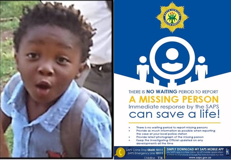 Police offer R50 000 reward for the safe return or information of missing 4-year-old boy