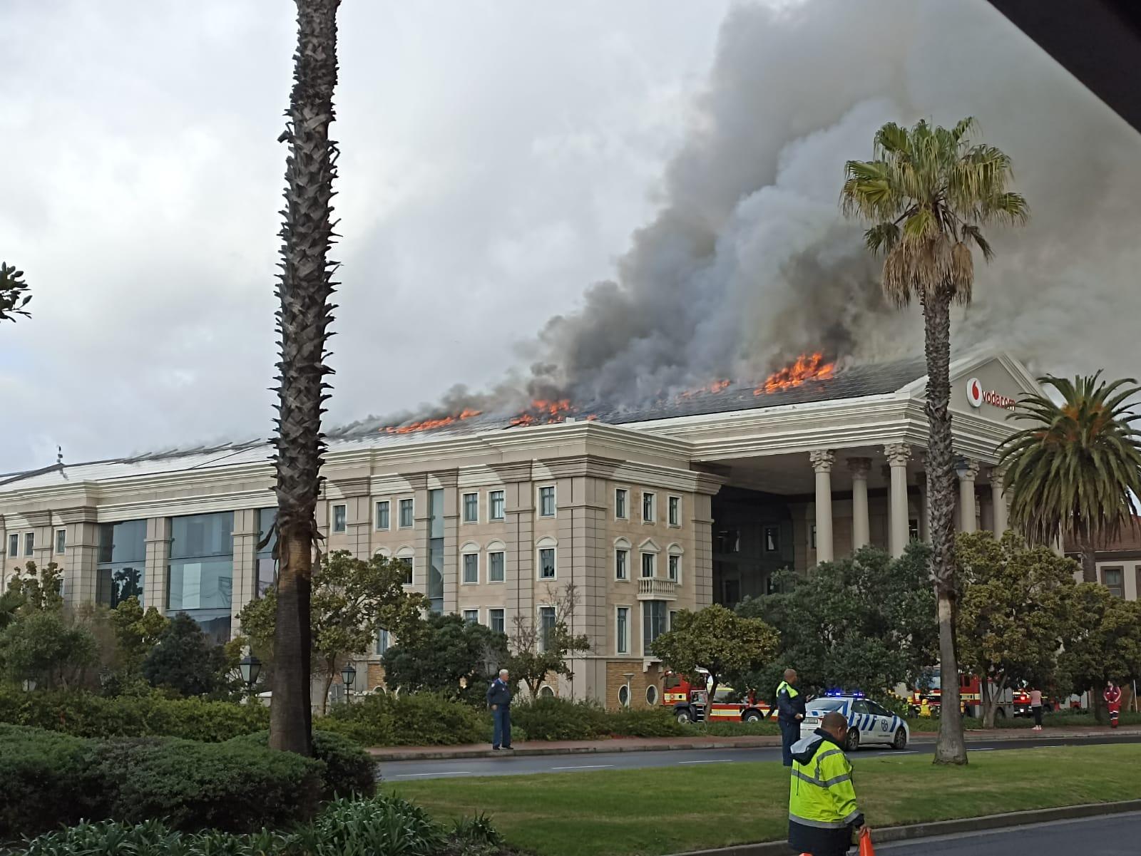Vodacom building in Canal Walk, Cape Town is on fire
