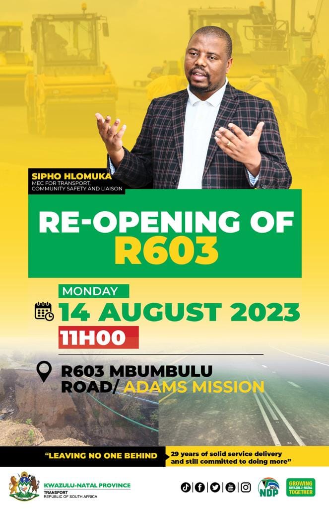 MEC Hlomuka to re-open R603 Mbumbulu Road as he marks one year in office