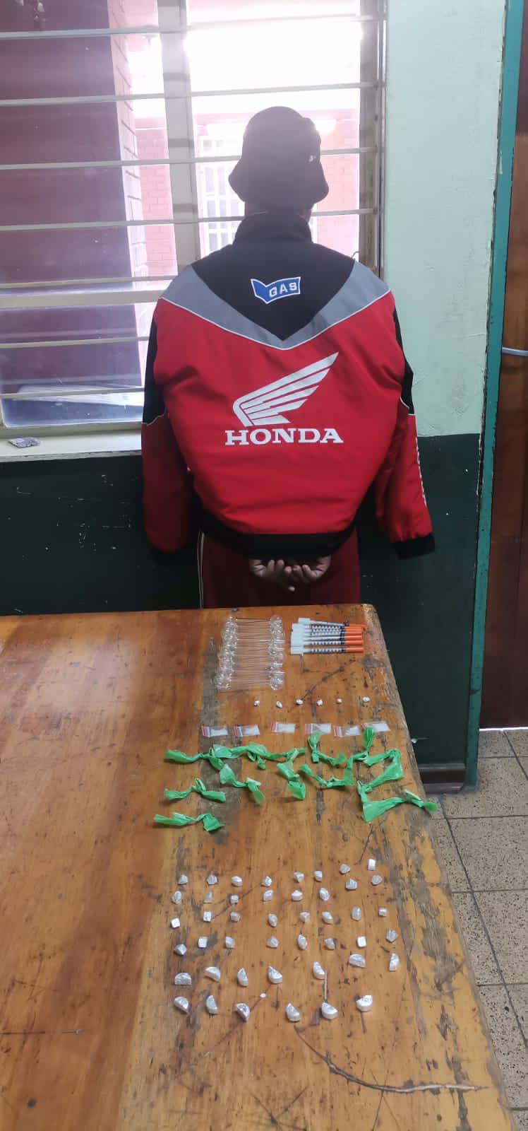 Suspect arrested on charges of possession and possible dealing of illegal substances, Germiston