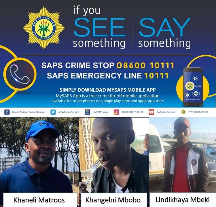 Police release photographs of three suspects wanted for the murders of LEAP officers in Nyanga