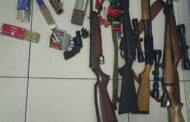 Police seize four firearms including two rifles and ammunition at a house where they attended domestic violence