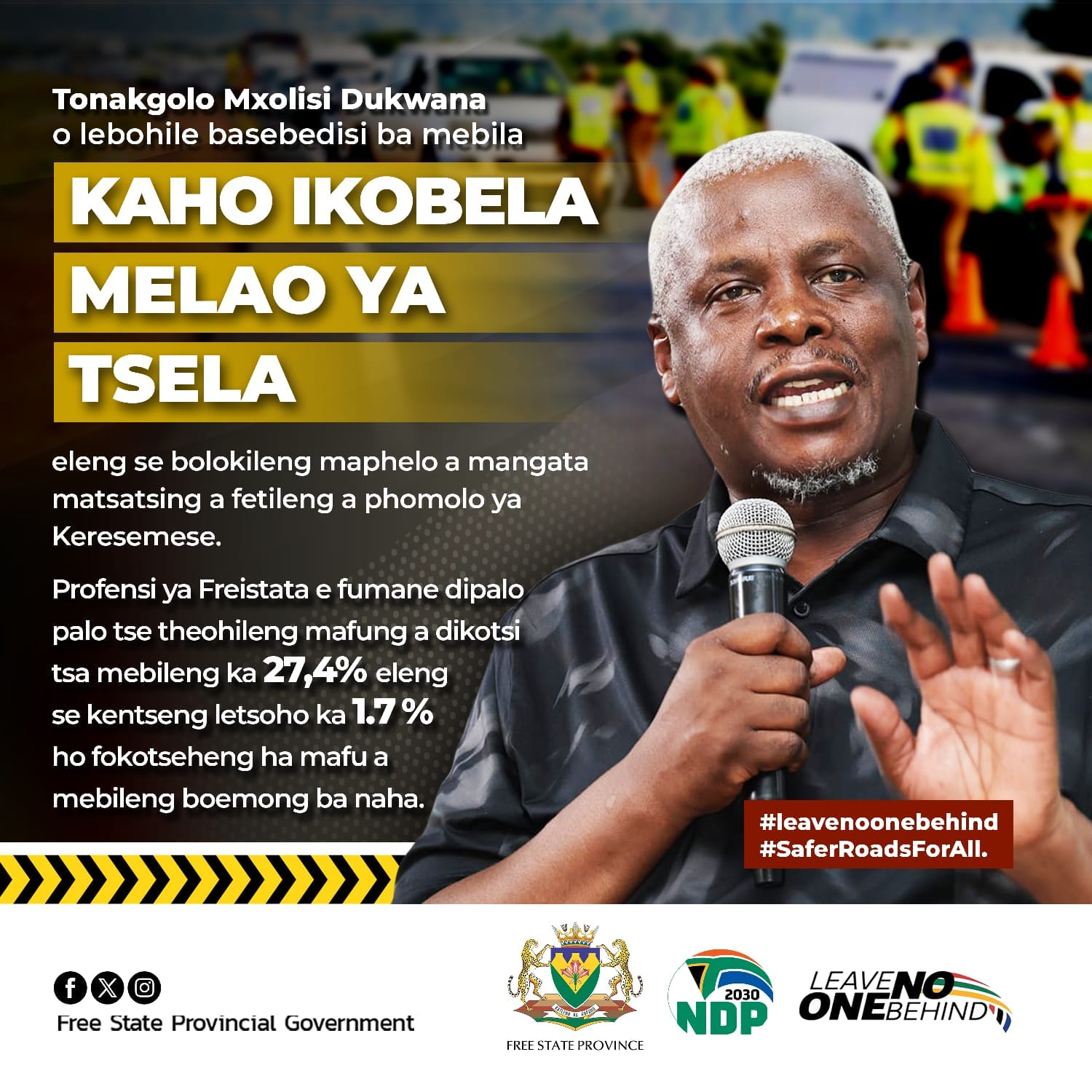 Premier Mxolisi Dukwana has thanked all road users for adhering to the rules of the road and thus saving lives during the 2023 Festive Season period