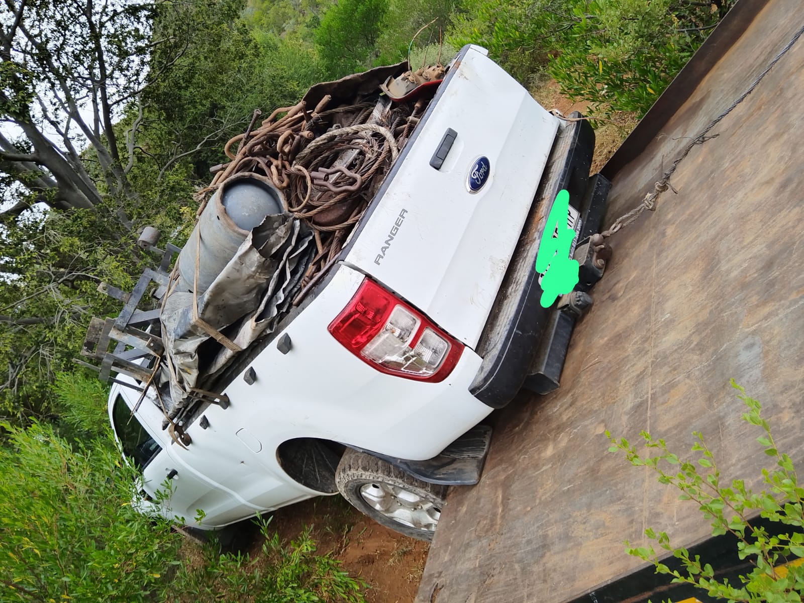 Ford Ranger bakkie loaded with scrap metals recovered