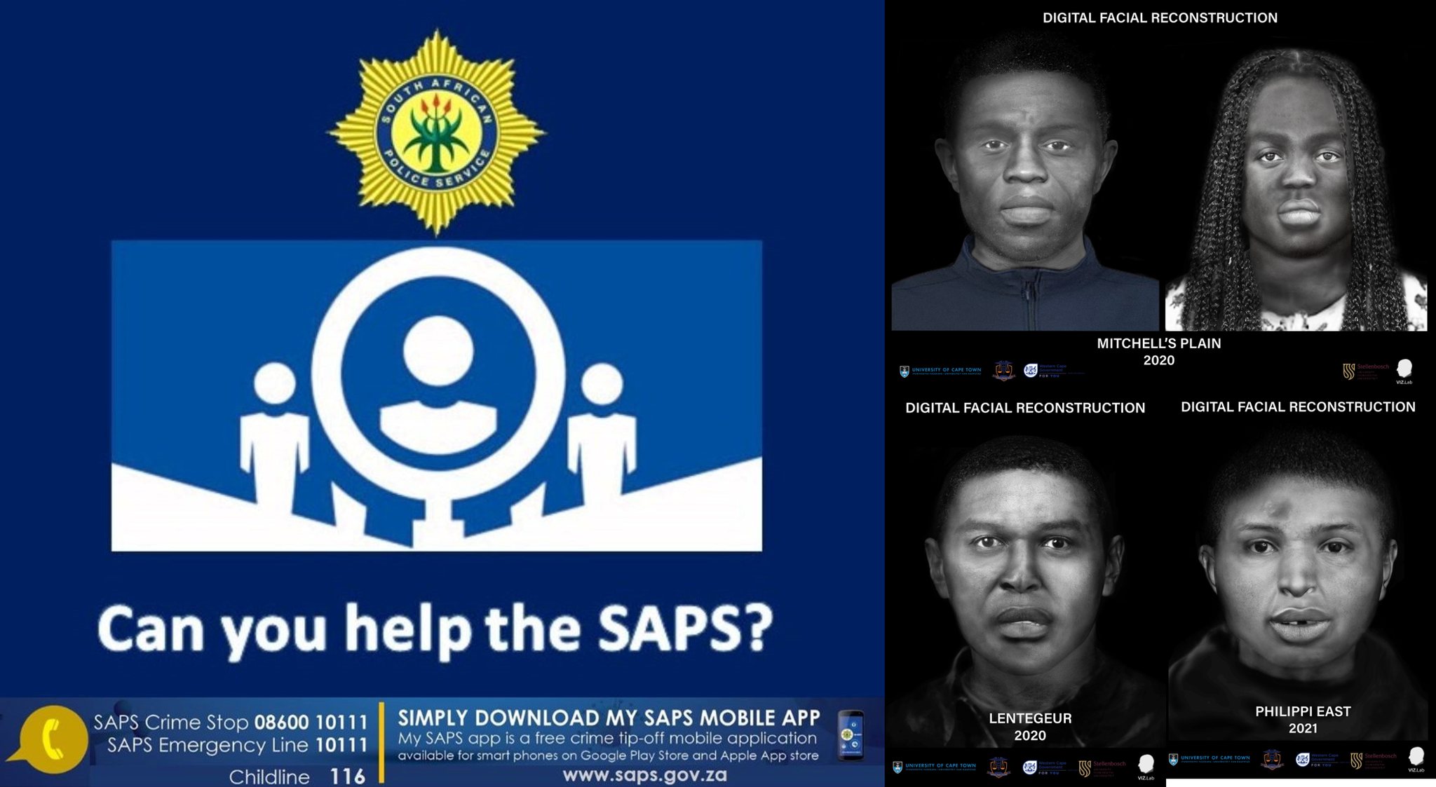 Western Cape Police needs assistance in identifying human remains through digital facial reconstruction