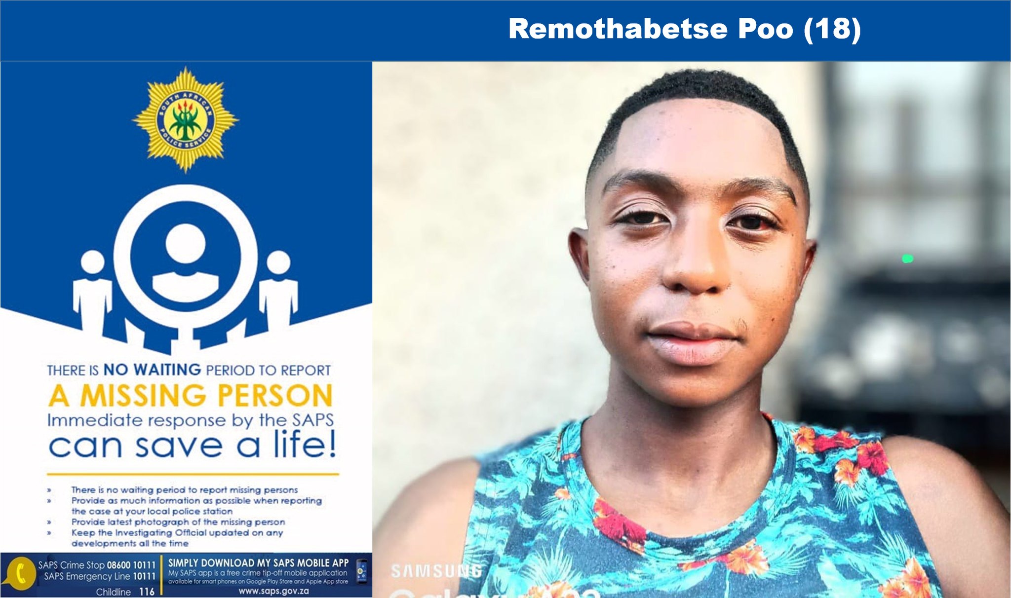 Kimberley Police needs assistance in locating a missing person