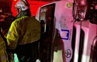 Taxi overturned into a wall on Tamarisk Street, Delft South