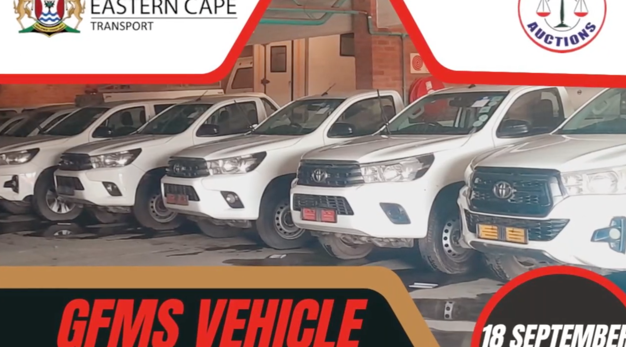 The Eastern Cape Department of Transport is auctioning over 100 government vehicles
