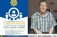 Help police to reunite Ernest Rachmann (74) with his family who went missing from Watervalsbank farm in Leslie