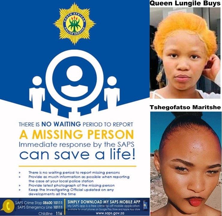 Police initiate a search for missing Tshegofatso Maritshe and Queen Lungile Buys