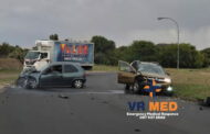 Three people were injured in a two-vehicle collision in Bloemfontein