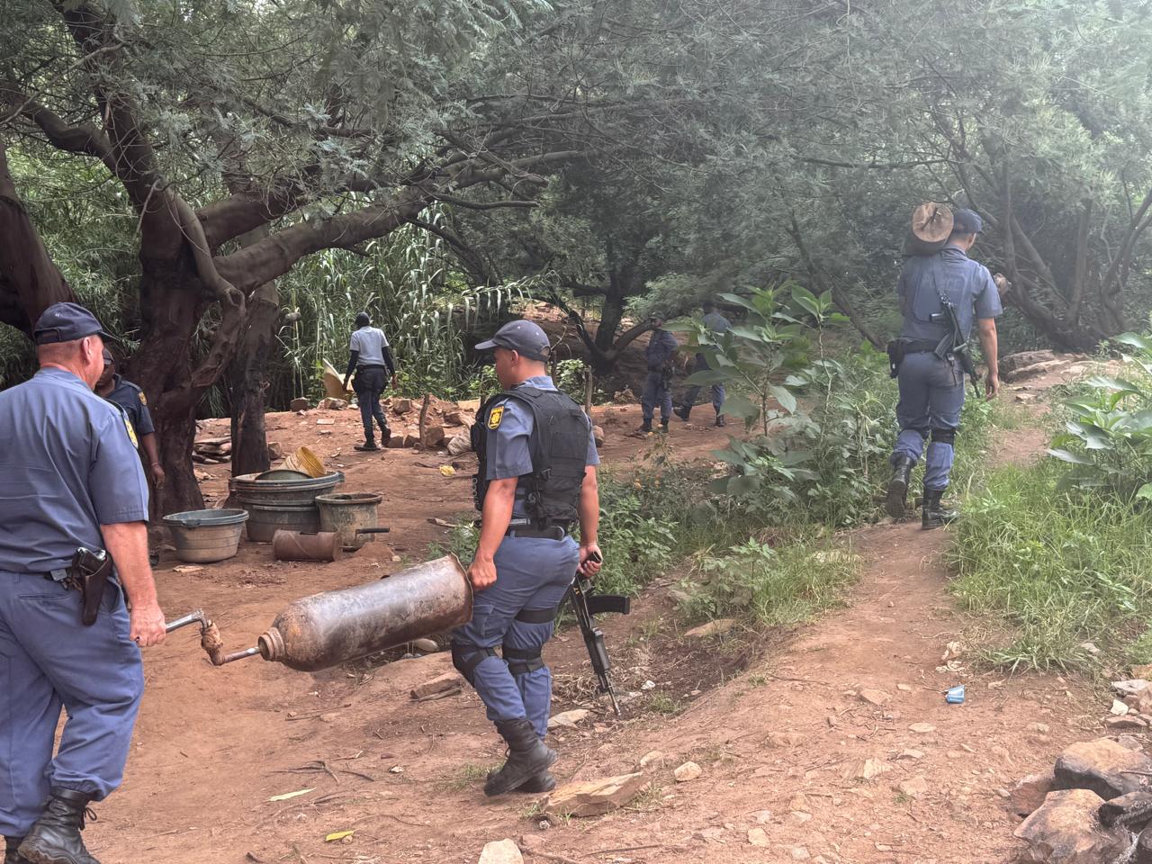 Police disrupt and dismantle illegal mining activities during high-density operation