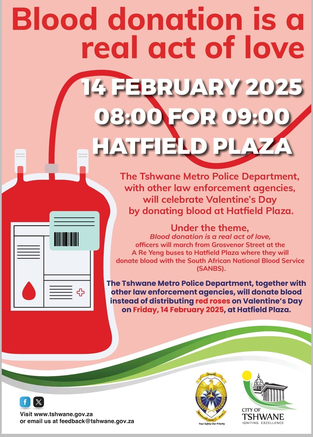Streets that will be affected by a march on 14 February 2025 in Hatfield