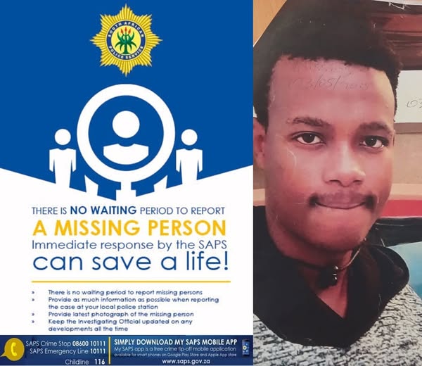 Police request public assistance to locate missing student, Calvin Manaleng aged 19