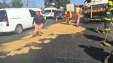 Clean-up operation underway on the M1 South Crown interchange following oil spillage