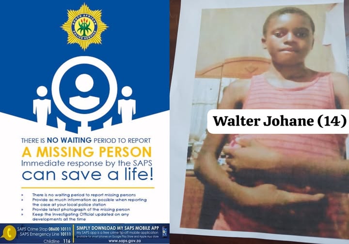 Police request public assistance to locate missing teen, Walter Johane (14), from Marapyane