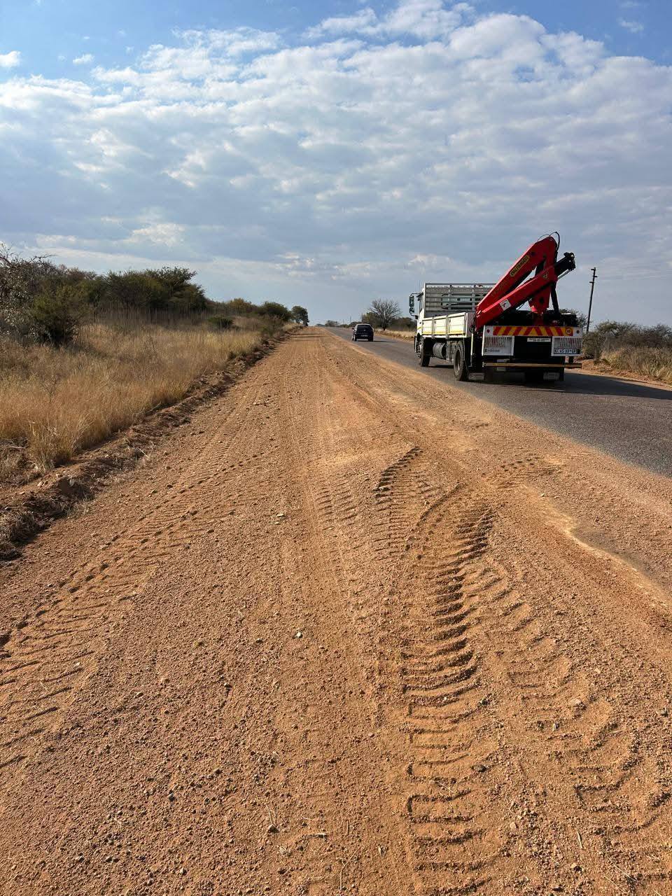 Shoulder repair work on Road D2534 located in the Sekhukhune District
