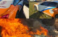 Vehicle fire on the M1 just after the Training College offramp