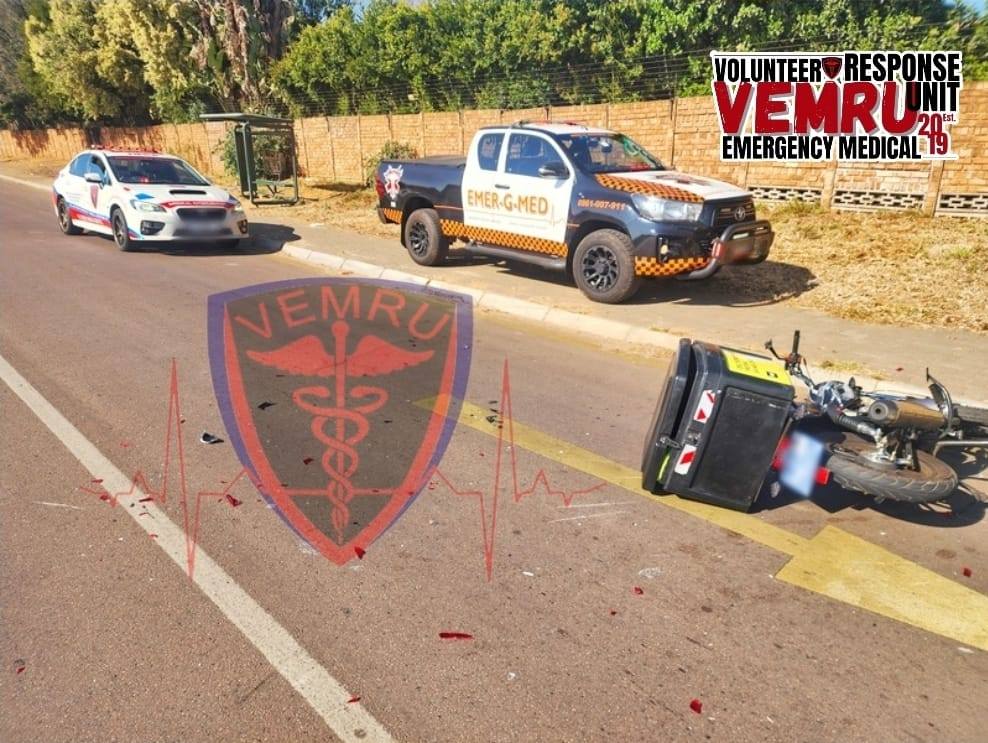 Serious motor bike collision on Lynnwood Road close to Solomon Mahlangu Drive
