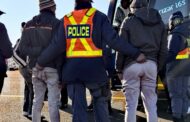 Women in Mangaung Metro District JOINTS conduct a roadblock on N1 National Road, outside Bloemfontein