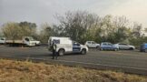 Dropped load causing a road closure of the M19 eastbound at Dunkeld Road