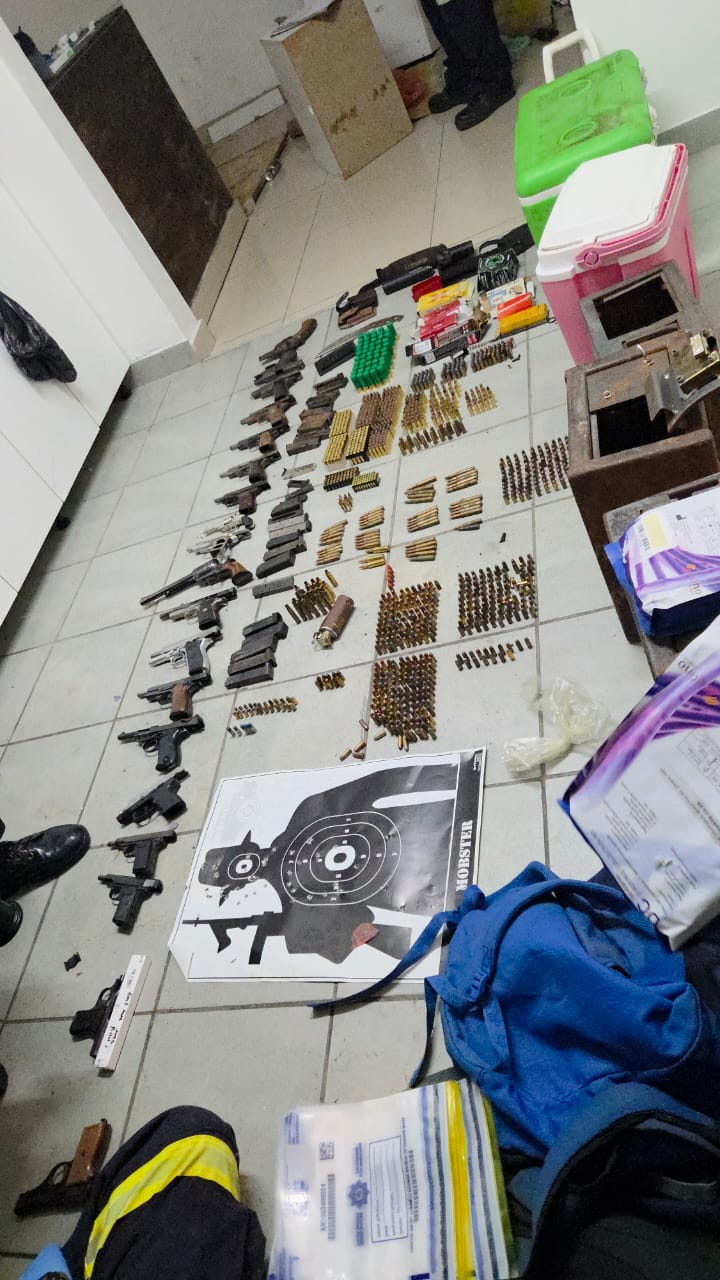 Police teams discovered an arms cache on the Cape Flats