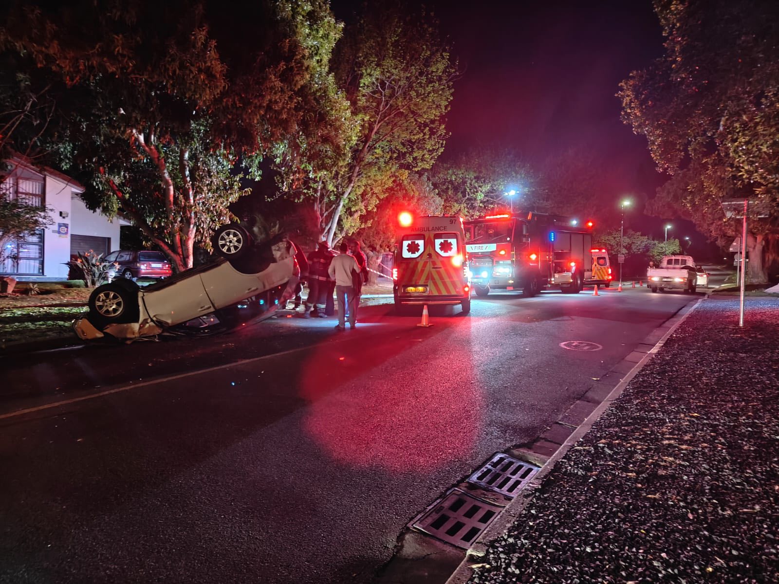 Vehicle rollover at the corner of Suikerbossie Road & Parys Road, Bellville