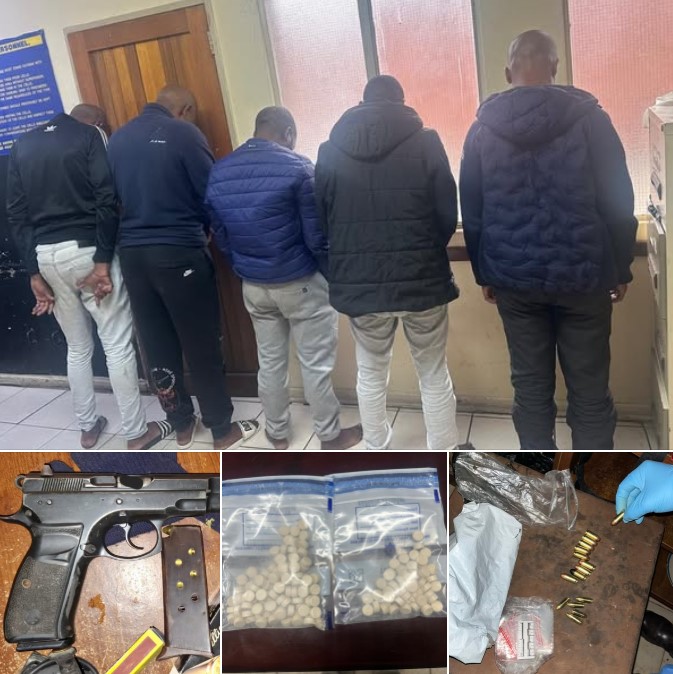 Five suspected extortionists arrested with four firearms and drugs