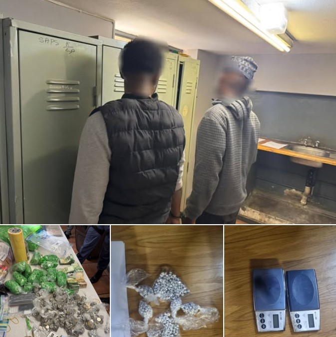The JMPD arrested two suspects and confiscated a significant quantity of drugs, cash, and drug-related paraphernalia