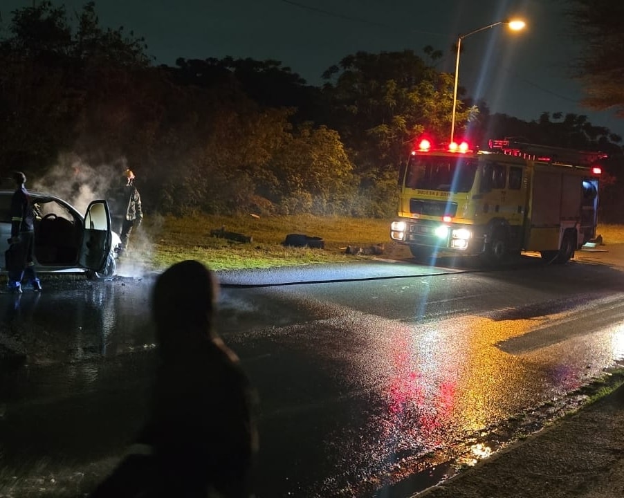 Vehicle Engulfed in Flames on Prince Umhlangane Road, Effingham, Durban
