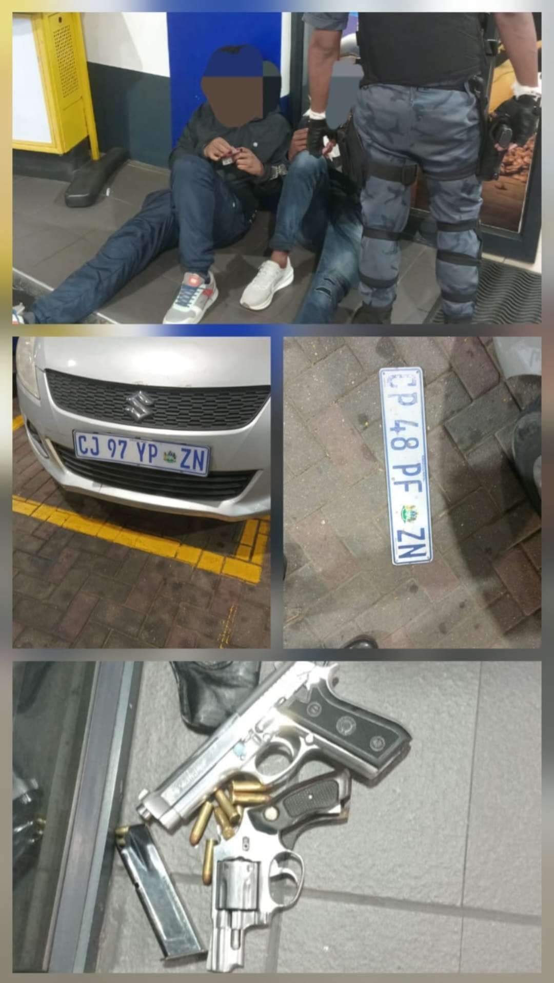 Suspects arrested on Inanda Road in the possession of illegal firearms and number plates