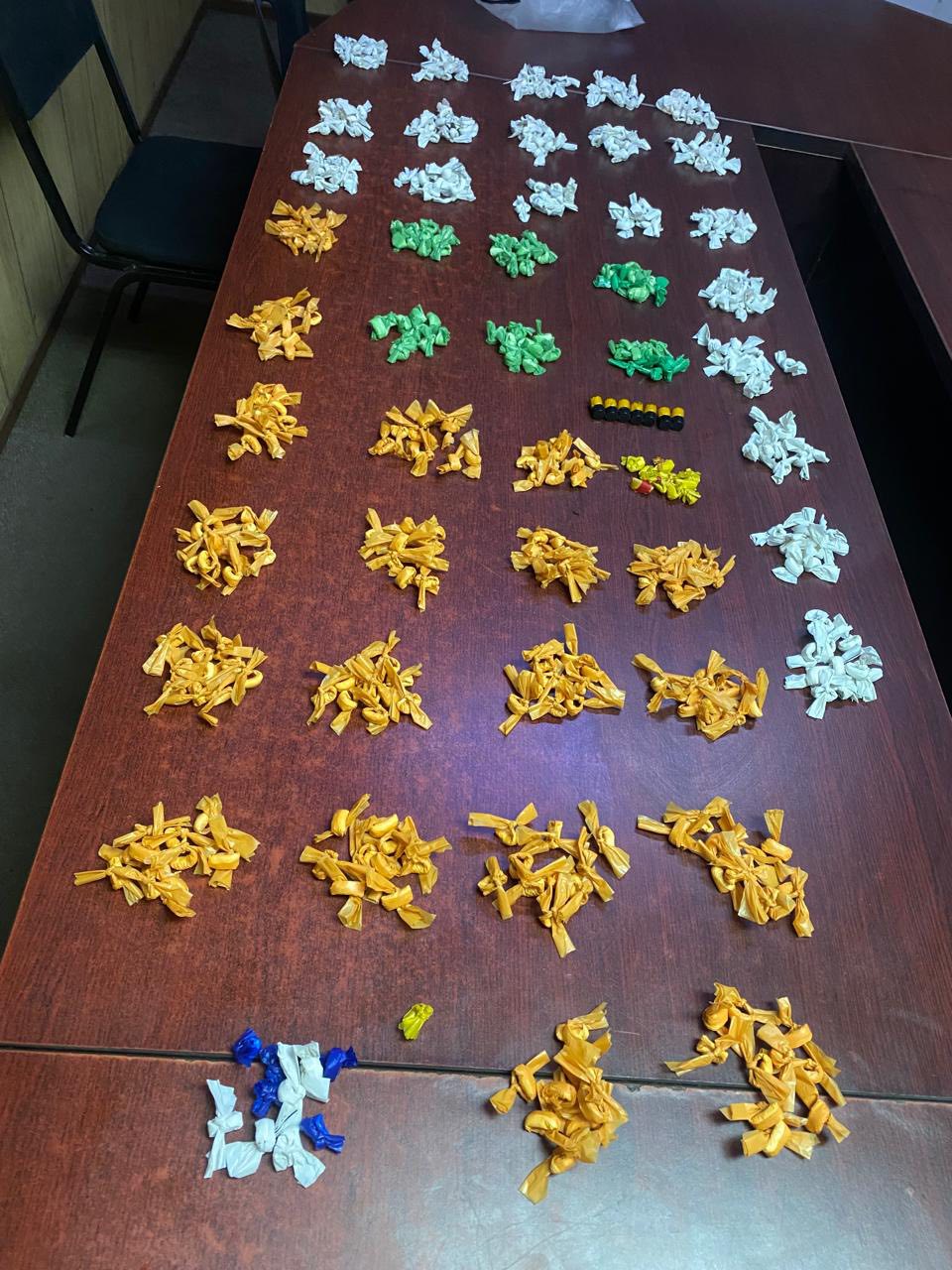 Suspect arrested when found in possession of cocaine packaged in plastic wrapping and glass viles, on South Coast Road in Montclair