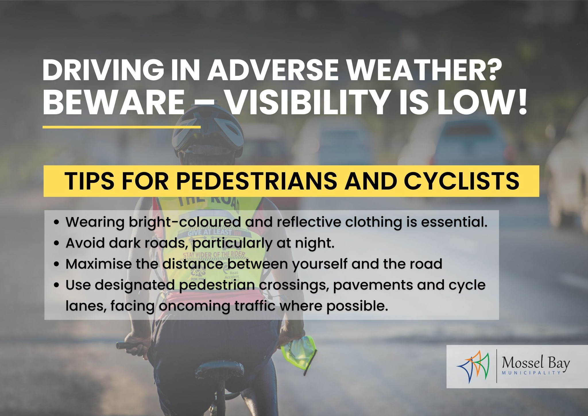 Pedestrians urged to stay visible and stay safe, especially during rainy or low-light conditions