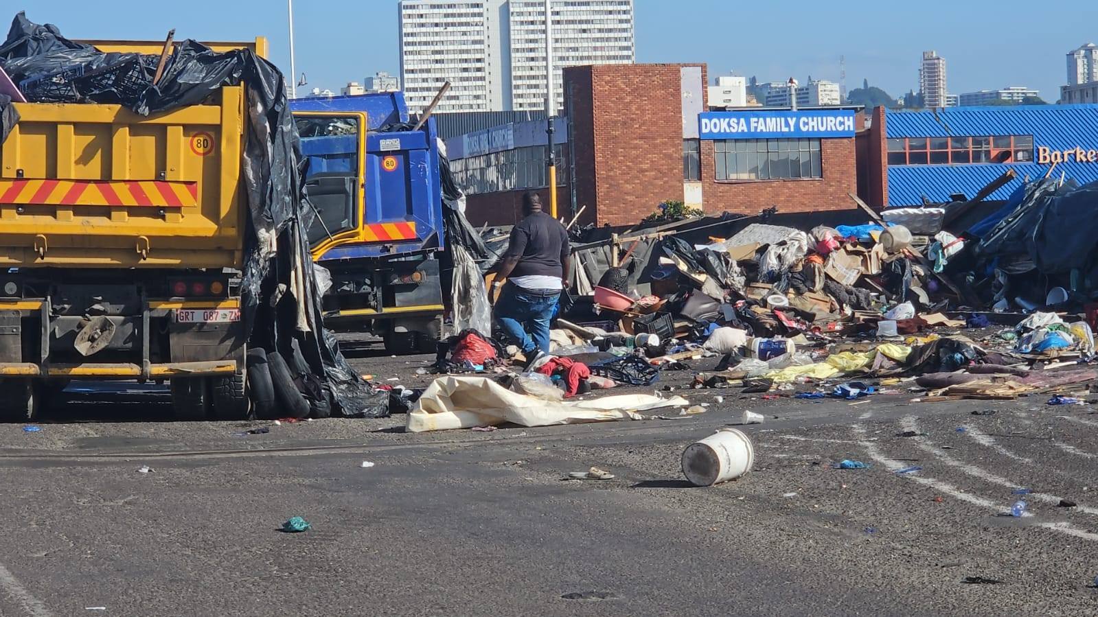 The Durban Metro Police Service is currently conducting a clean-up operation at Moore Road in partnership with Durban Solid Waste