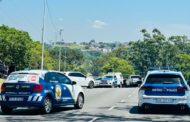 Road closure after suspects crashed into multiple vehicles during a police chase