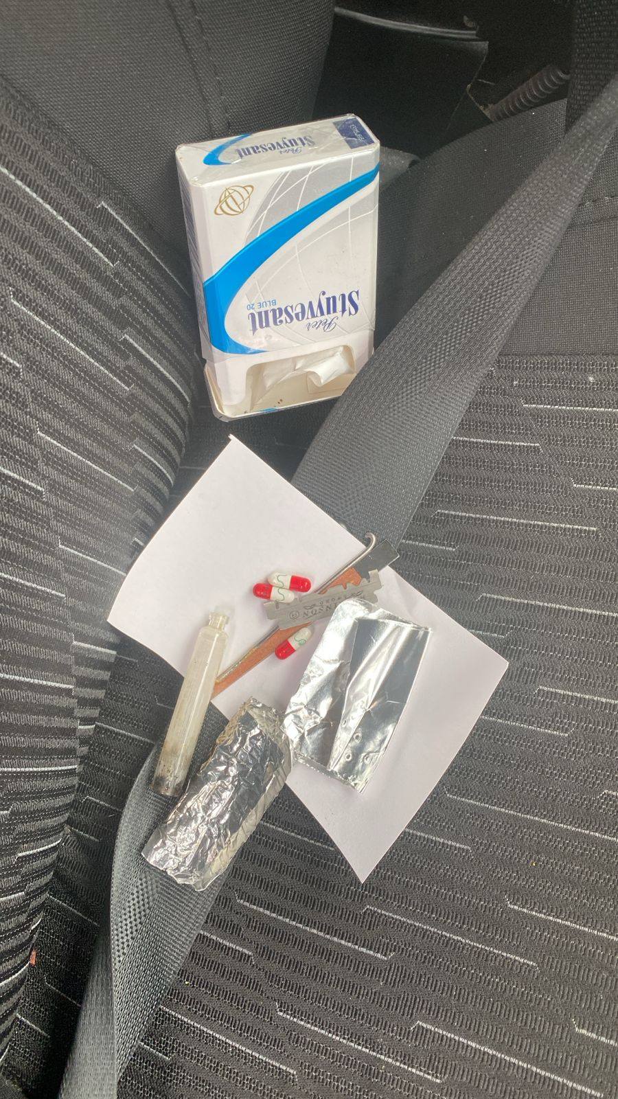 Driver arrested during a vehicle search for possession of a suspected illegal substance