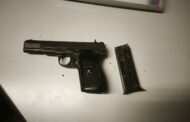 Suspect arrested for possession of an unlicensed 9mm pistol (intact serial number) without ammunition