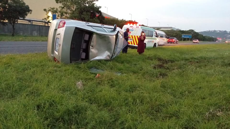 A single vehicle has overturned on the N2 southbound near Prospecton