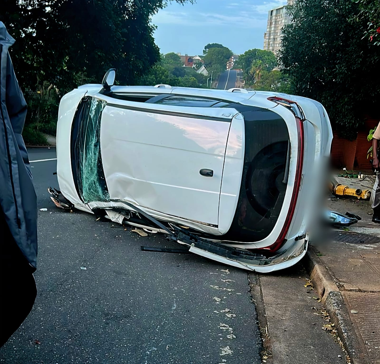 Rollover crash on Ridge Road by Coastlands Hotel, Musgrave