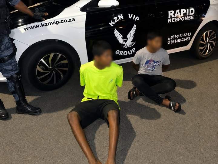 Two teenagers were apprehended by members of KZN VIP following a theft out of a motor vehicle in the Palmview area