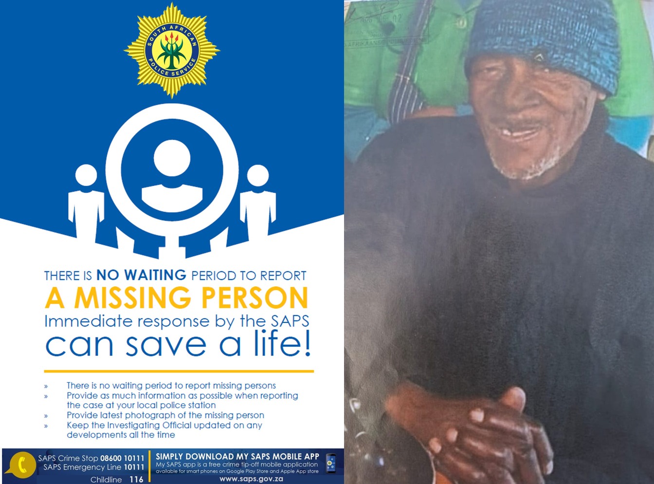 Police are seeking the public's assistance in locating 81-year-old Lindelwa Mabandla