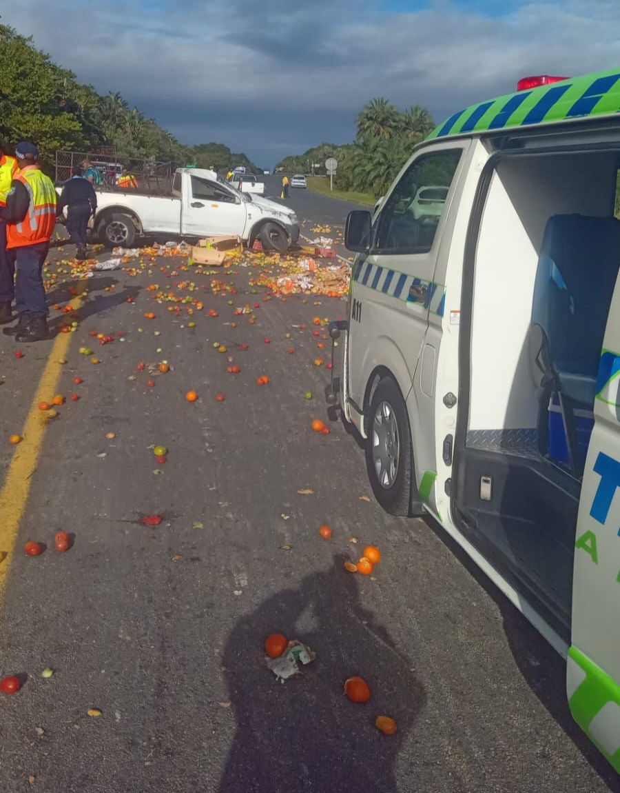 A vehicle overturned on Penjat Bridge in Port Shepstone