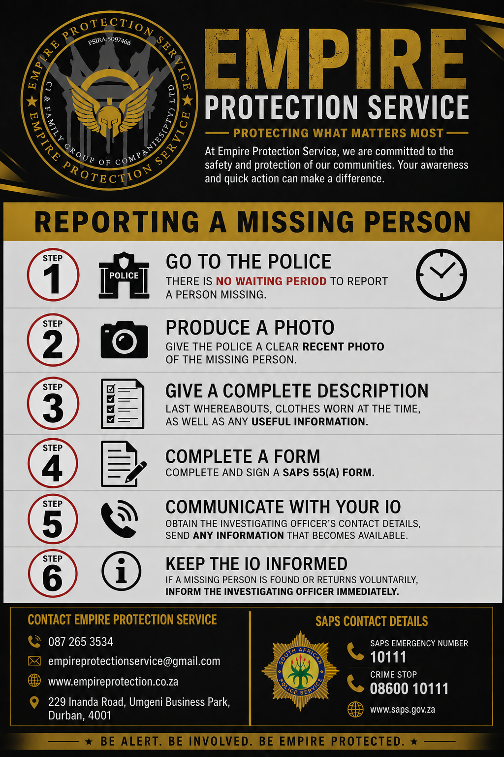 Did you know that there is NO waiting period to report a missing person in South Africa?
