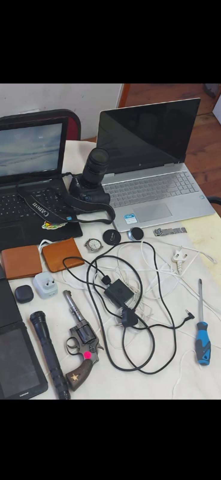 Foreign national arrested for possession of a prohibited firearm, possession of stolen property, contravention of the immigration act as well as reckless and negligent driving