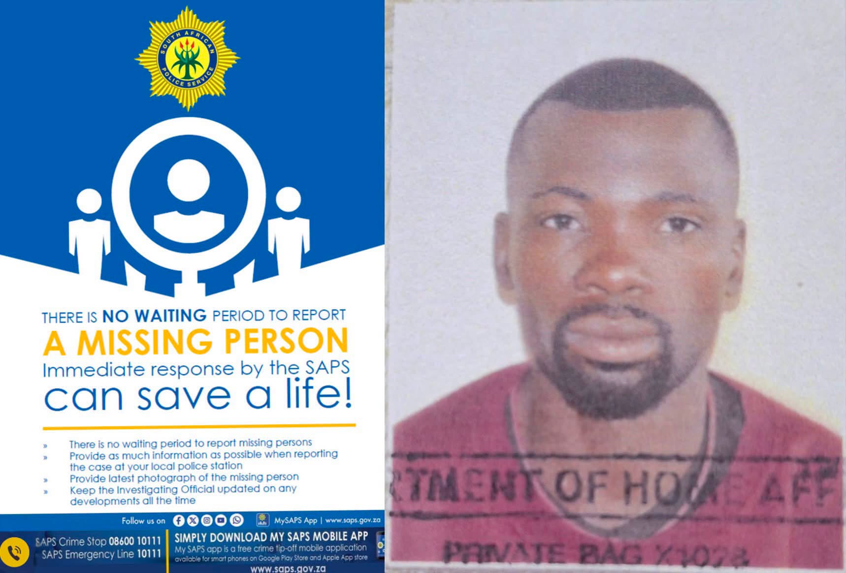 Police in Rustenburg are requesting the community's assistance in locating 65-year-old Angelo Albino Gulela from Kroondal, Rustenburg