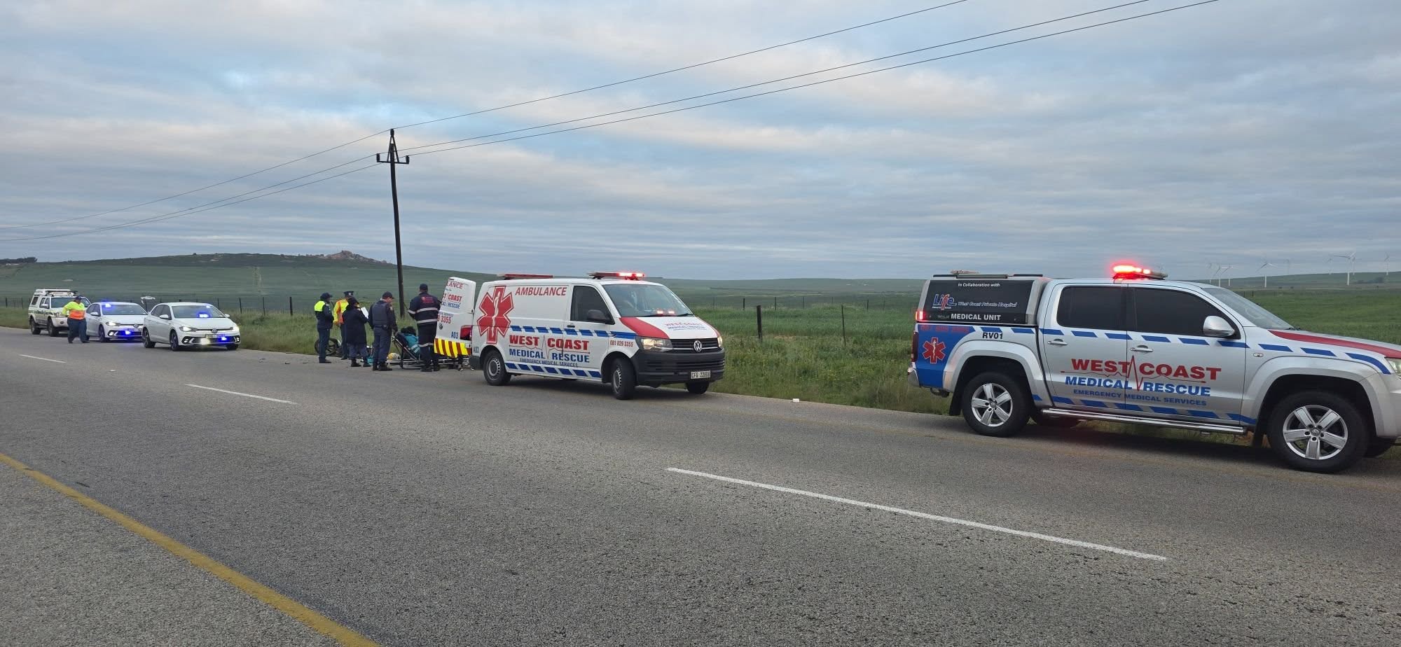 Motorcycle accident on the Velddrif road
