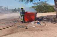 Fire extinguished that broke out in a skip next to the road at White River